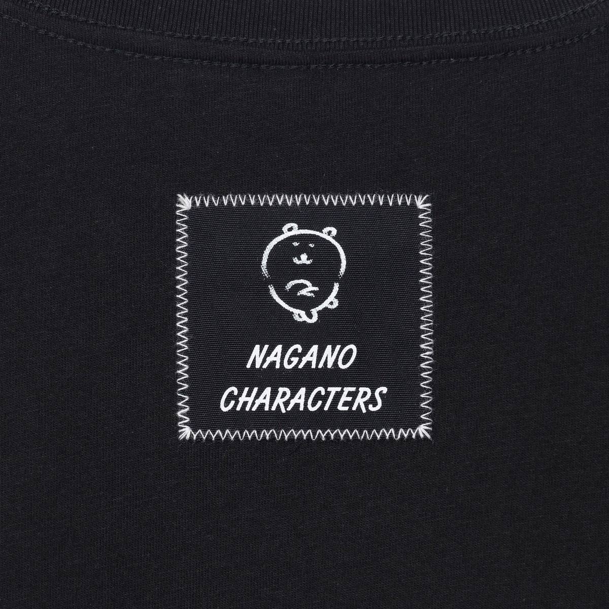 ナガノキャラクターズ 長袖Tシャツ モノクロなくま ブラック