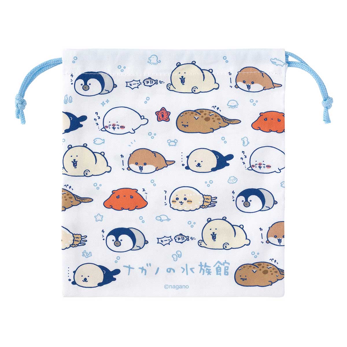 ナガノキャラクターズ ナガノの水族館 ほどよいサイズの巾着(ねそべりなみんな)
