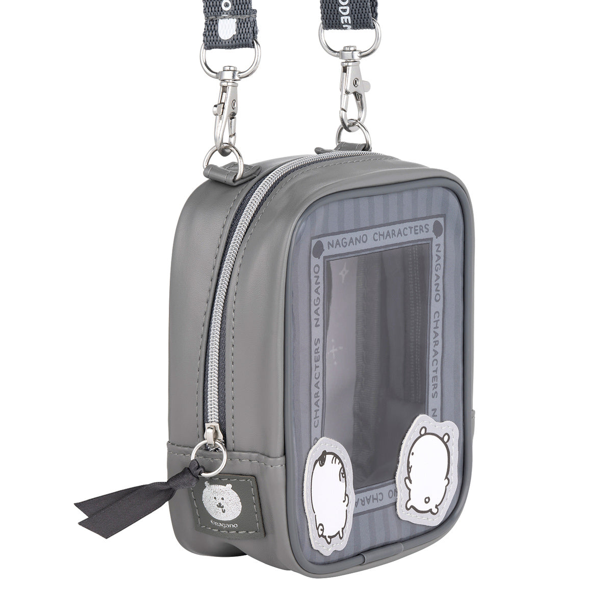 ナガノキャラクターズ モノトーンなマスコットも入るショルダーポーチ