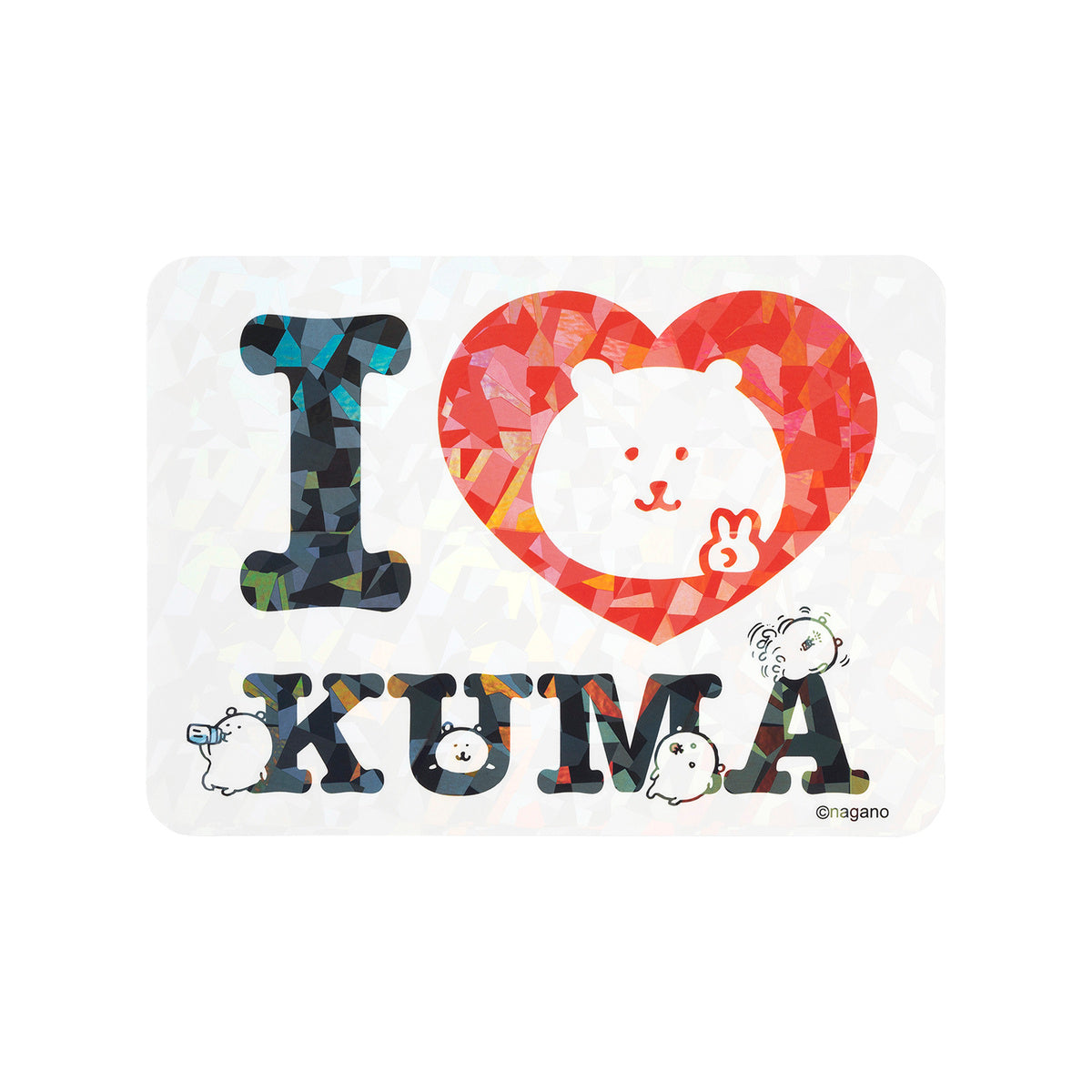 Nagano Characters 홀로그램 대형 스티커 (I LOVE KUMA)