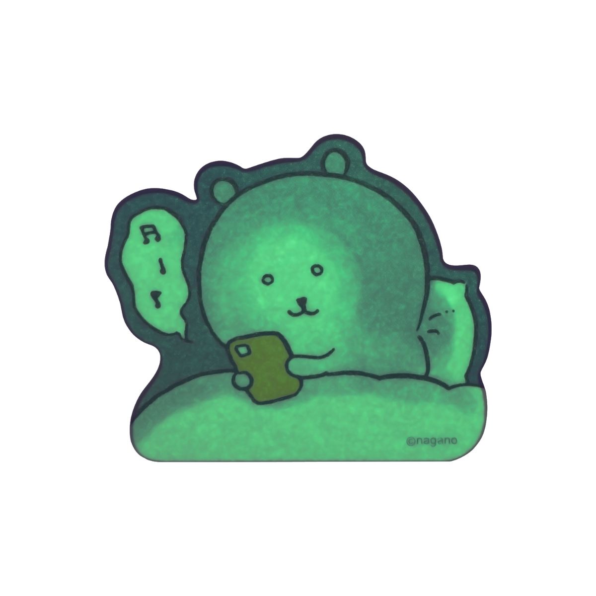 Nagano Characters Glow-in-the-Dark Sticker (Joke Bear Looking at Phone)