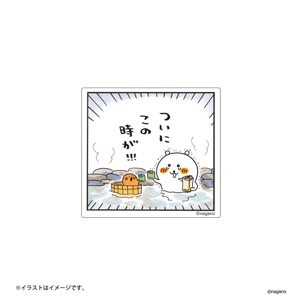 Nagano Characters 适合贴在智能手机上的尺寸原画贴纸(温泉)
