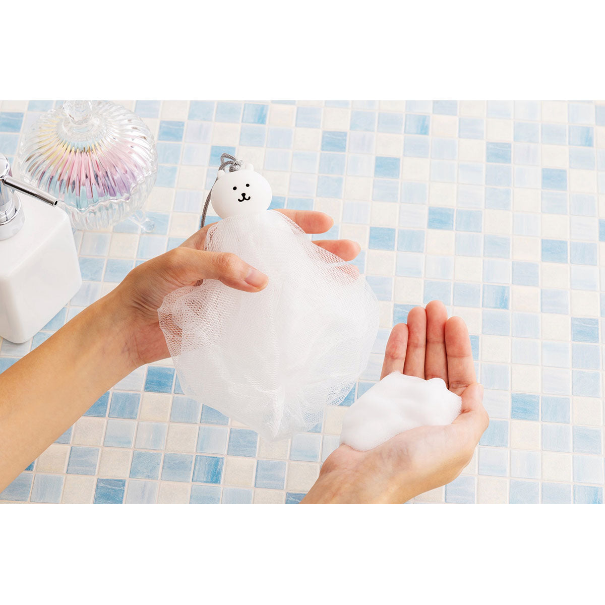 ナガノマーケット 泡立ててみるか。 フェイスウォッシュネット(ナガノのくま)