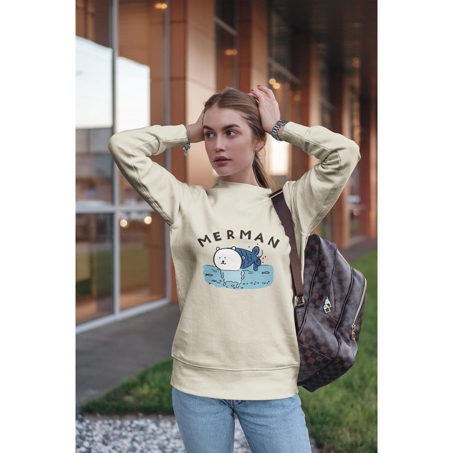 Joke Bear CREW Sweat MERMAN Sand