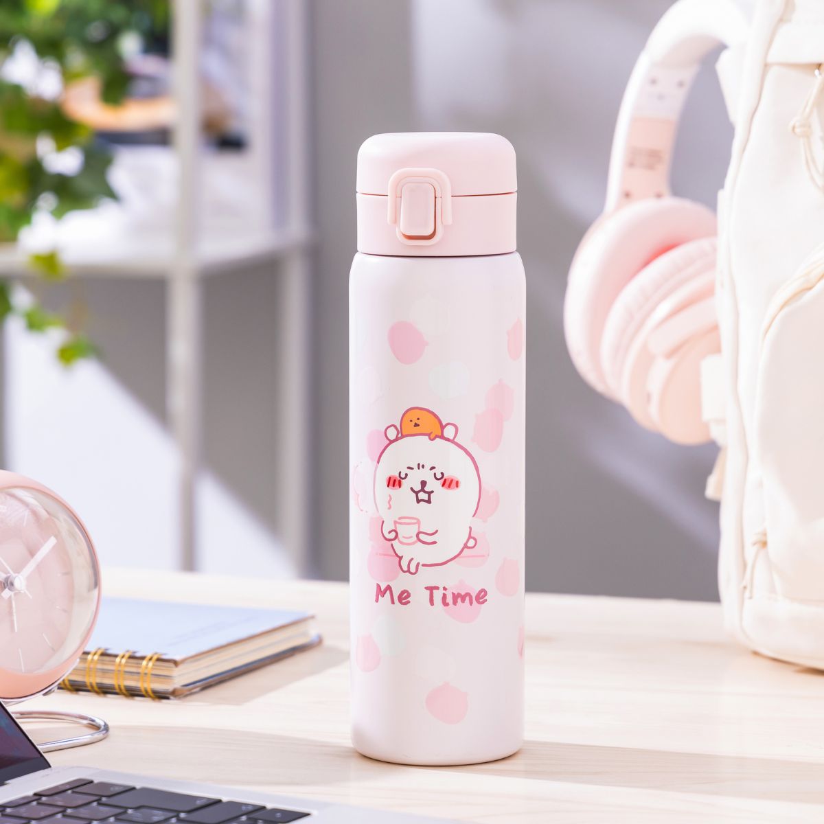ナガノ キャラクターズ ピンク な ワンプッシュ ボトル くま パグ 水筒 ナガノキャラクターズ ピンクなワンプッシュボトル | ナガノ