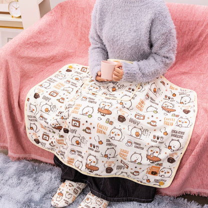 Nagano Characters Warm 3WAY Blanket with Storage Pocket (Relieved Mood)
