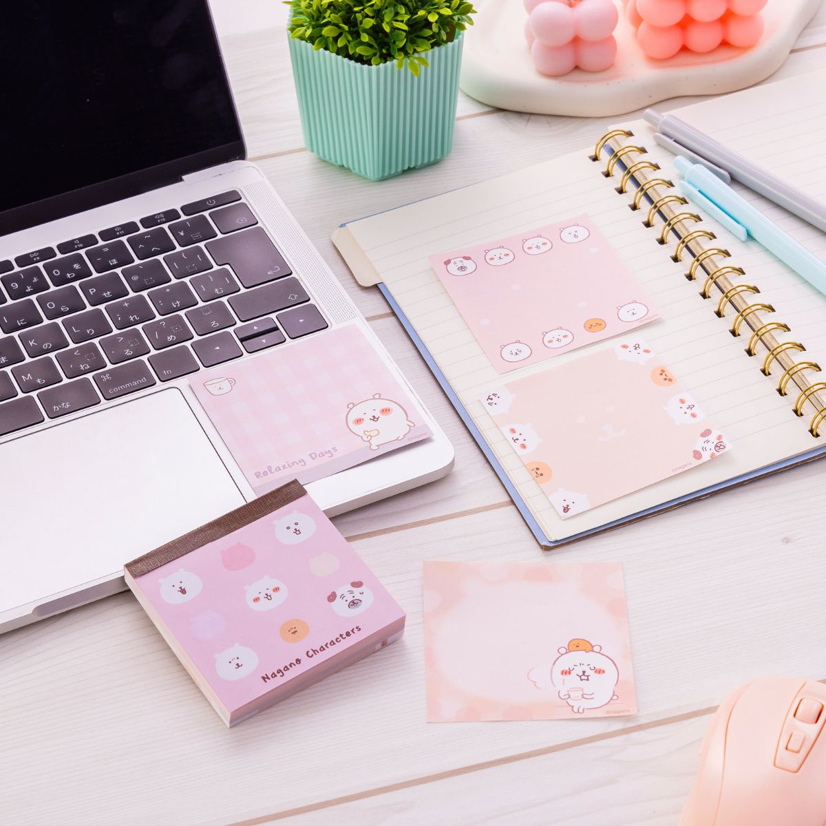 Nagano Characters 粉色正方形便簽本