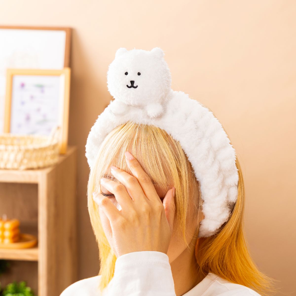 Nagano Characters 마스코트 달린 폭신한 헤어밴드 (차콜 그레이)