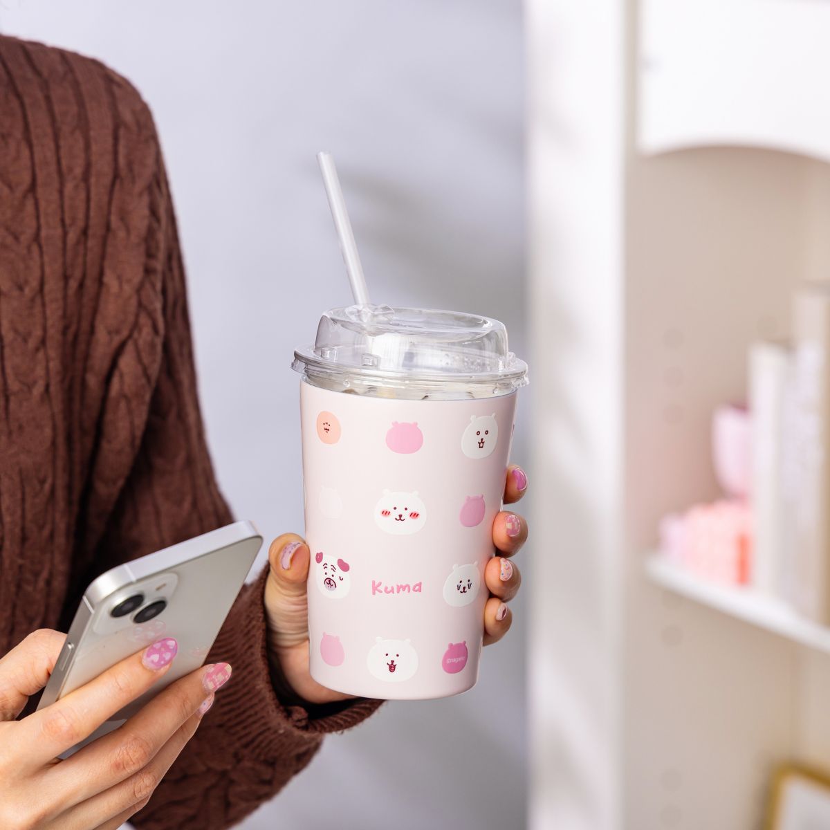 ナガノキャラクターズ　ナガノのくま　ピンクなトート　タンブラー　ぷっくりシール ナガノキャラクターズ ピンクな保冷・保温タンブラー | ナガノ