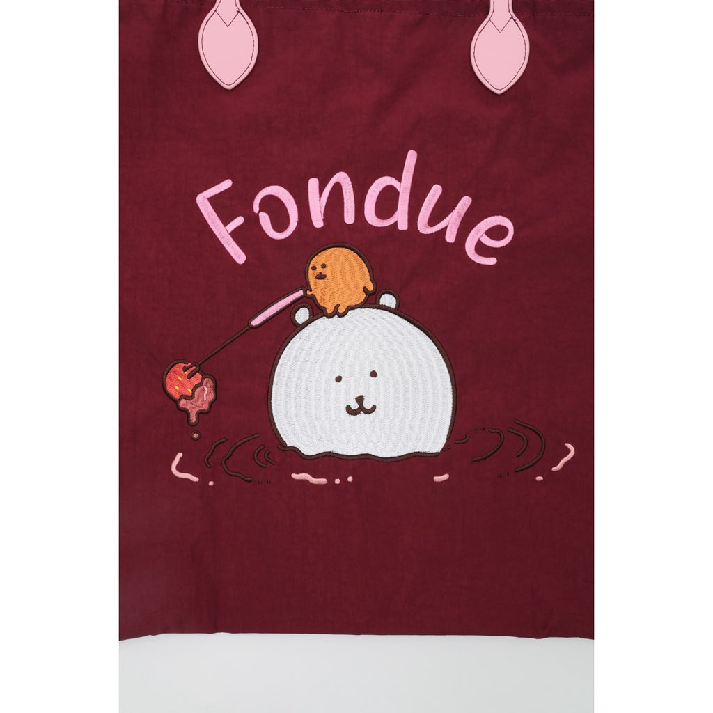 ナガノキャラクターズ 刺繍トートバッグ fondue マルーン