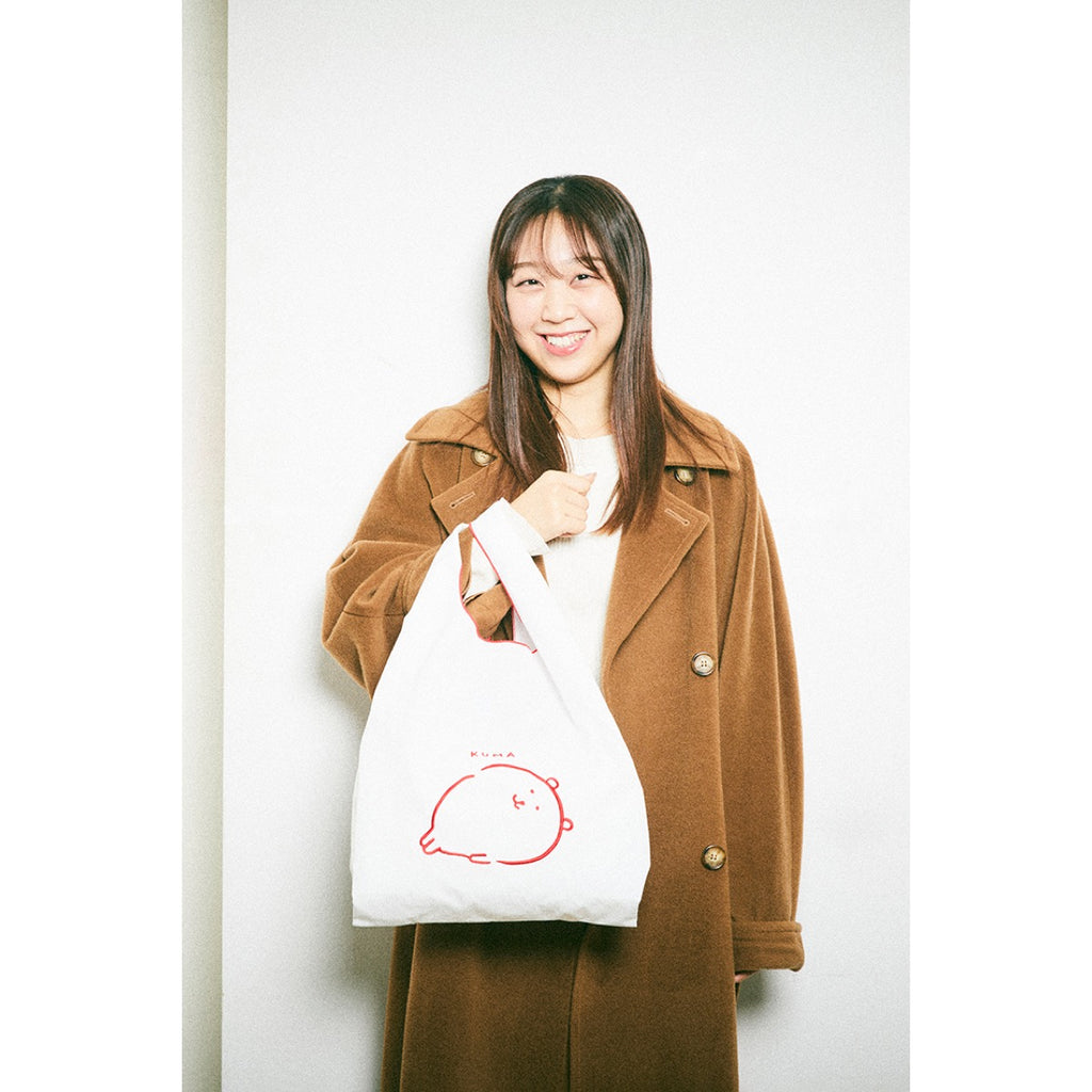 Nagano Characters Embroidery Eco Bag KUMA White