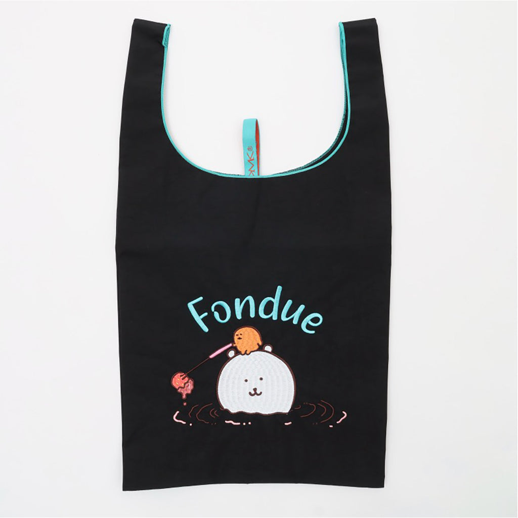 ナガノキャラクターズ 刺繍エコバッグ fondue ブラック