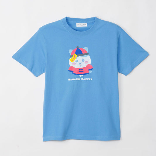 ナガノキャラクターズ Tシャツ キョンシーなハチワレ サックス