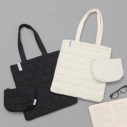 ナガノキャラクターズ キルティングトート フェイス ホワイト