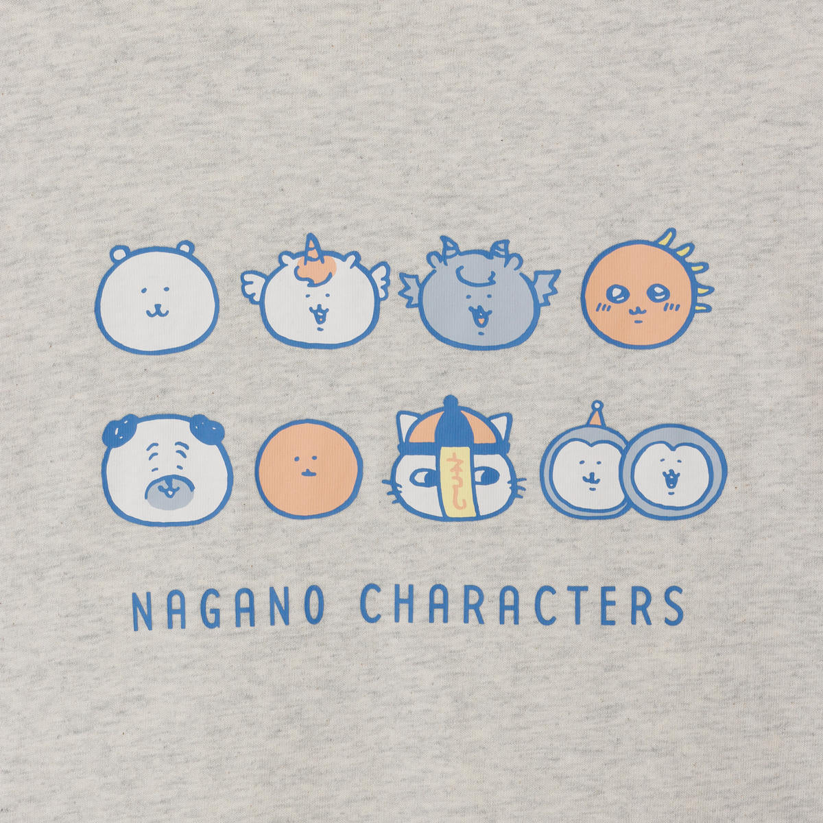 ナガノキャラクターズ 長袖Tシャツ お顔ならび オートミール