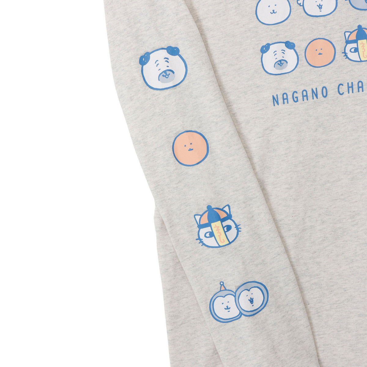 ナガノキャラクターズ 長袖Tシャツ お顔ならび オートミール