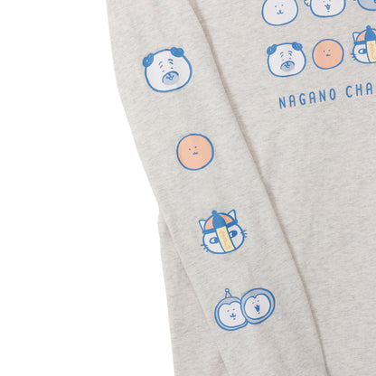 ナガノキャラクターズ 長袖Tシャツ お顔ならび オートミール