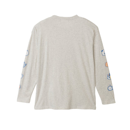 ナガノキャラクターズ 長袖Tシャツ お顔ならび オートミール