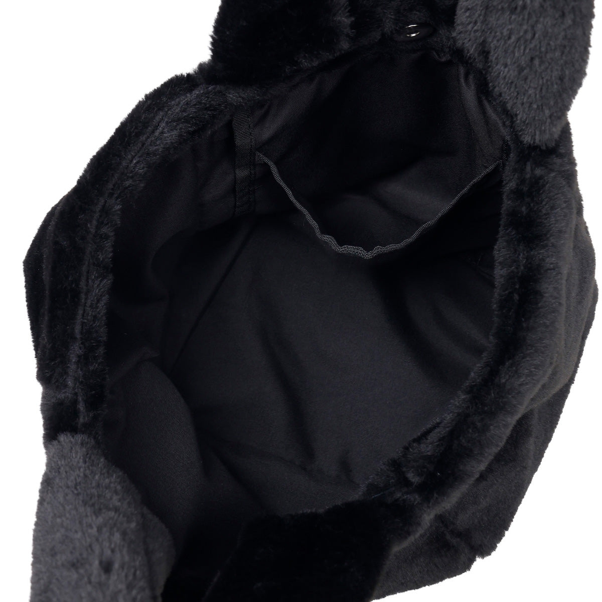 Nagano Characters Fur Tote Bag Joke Bear Face Black