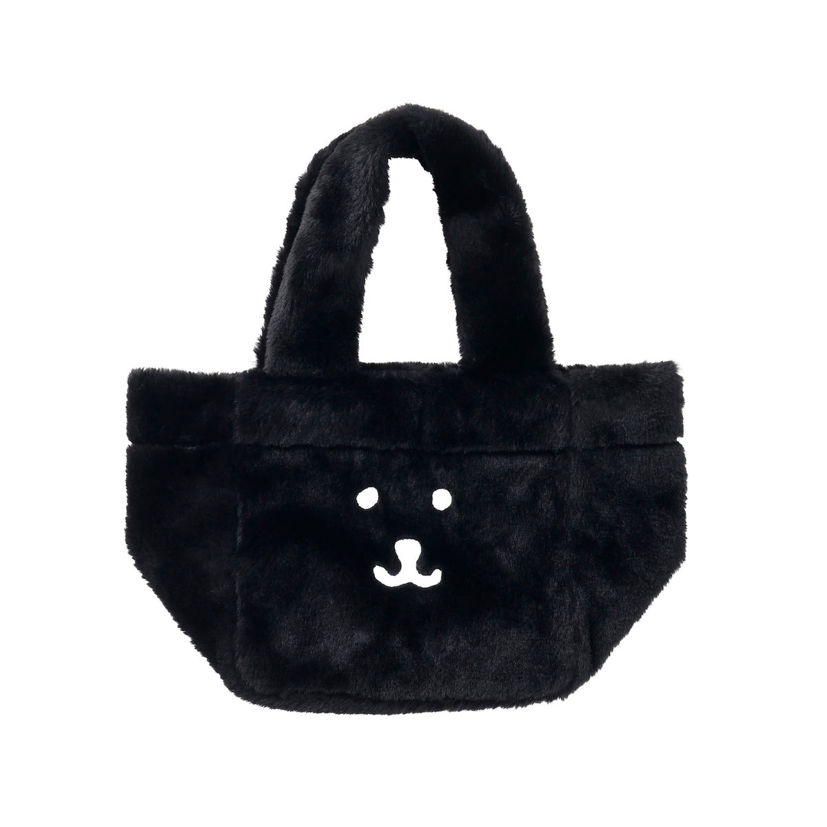 Nagano Characters Fur Tote Bag Joke Bear Face Black