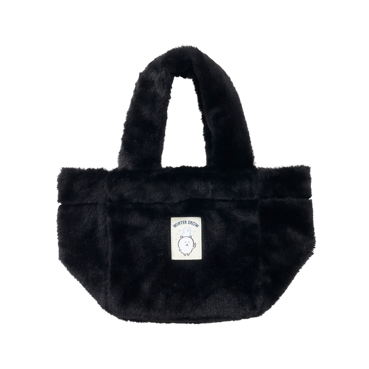 Nagano Characters Fur Tote Bag Joke Bear Face Black