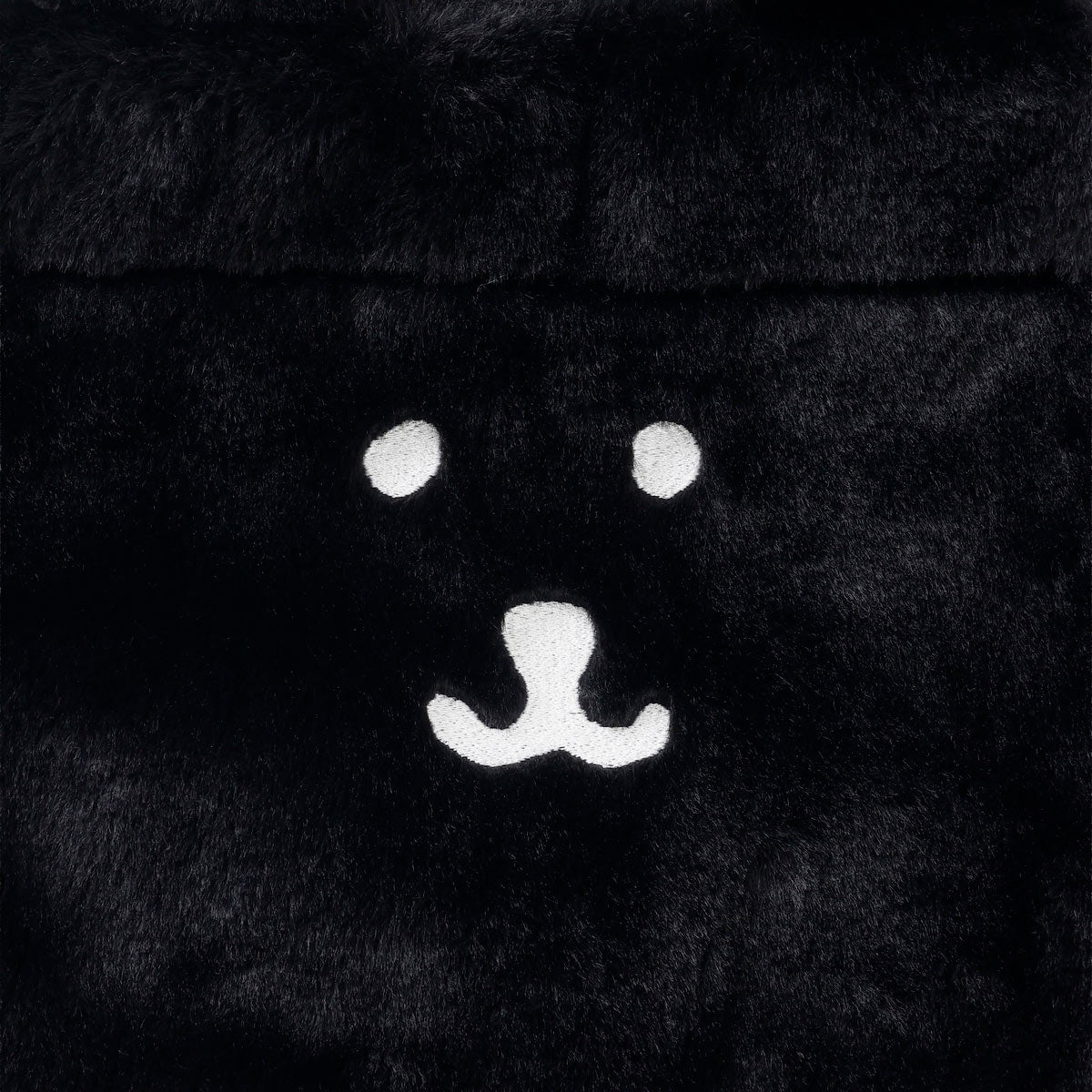 Nagano Characters Fur Tote Bag Joke Bear Face Black