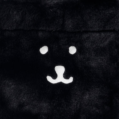 Nagano Characters Fur Tote Bag Joke Bear Face Black