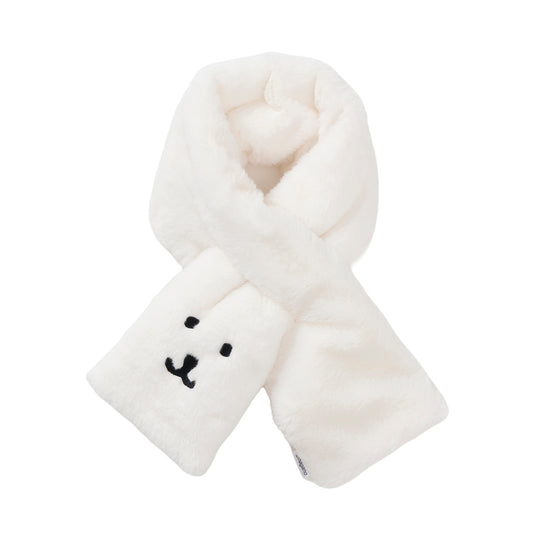 Nagano Characters 毛绒围巾 自嘲熊脸 白色