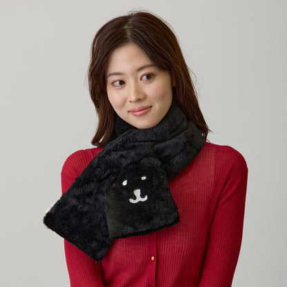 ナガノキャラクターズ ファーマフラー くまフェイス ブラック