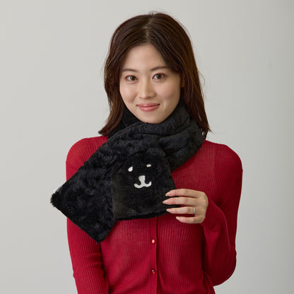 ナガノキャラクターズ ファーマフラー くまフェイス ブラック