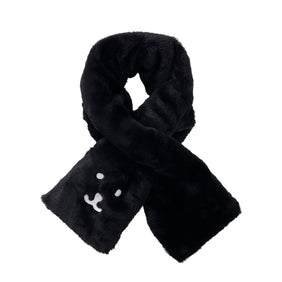 Nagano Characters 毛絨圍巾 自嘲熊臉 黑色