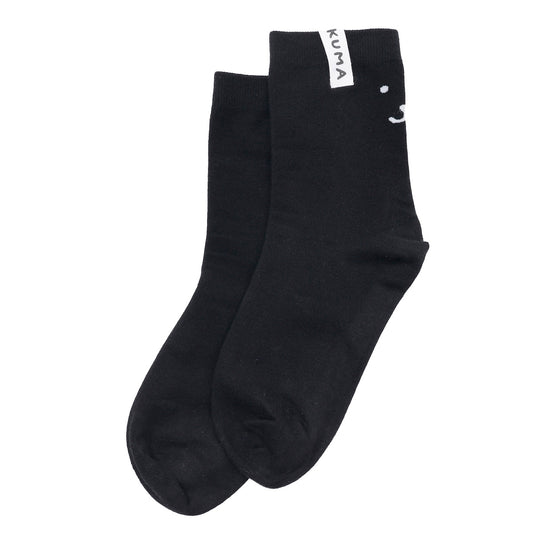 ナガノキャラクターズ クルーソックス モノクロなくま ブラック