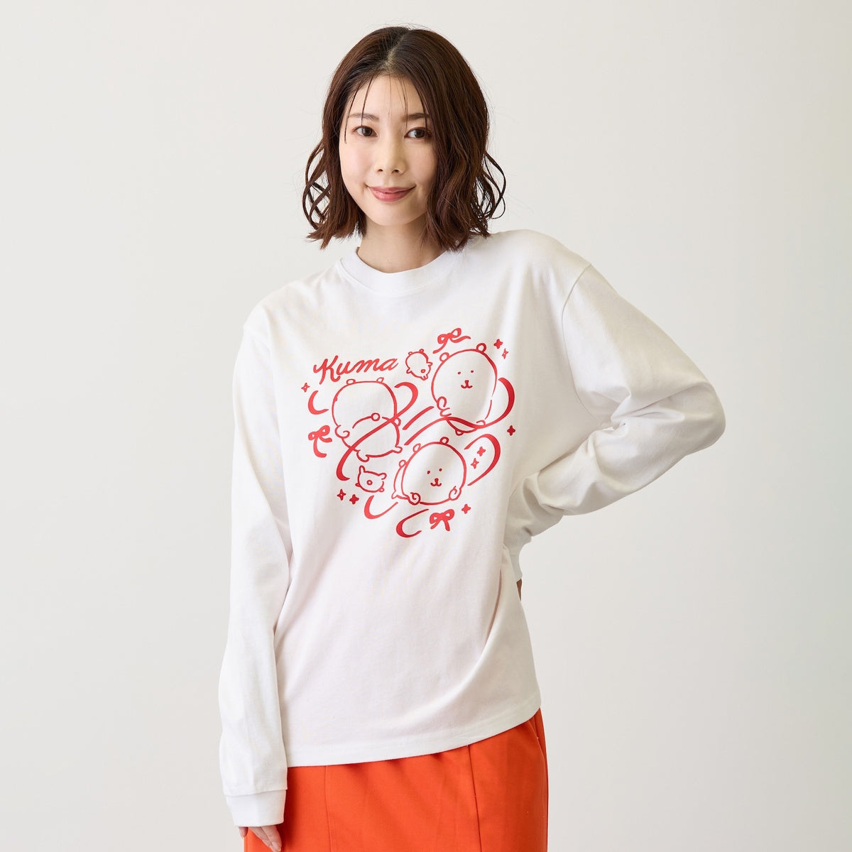 ナガノキャラクターズ 長袖Tシャツ リボン ホワイト | ナガノ