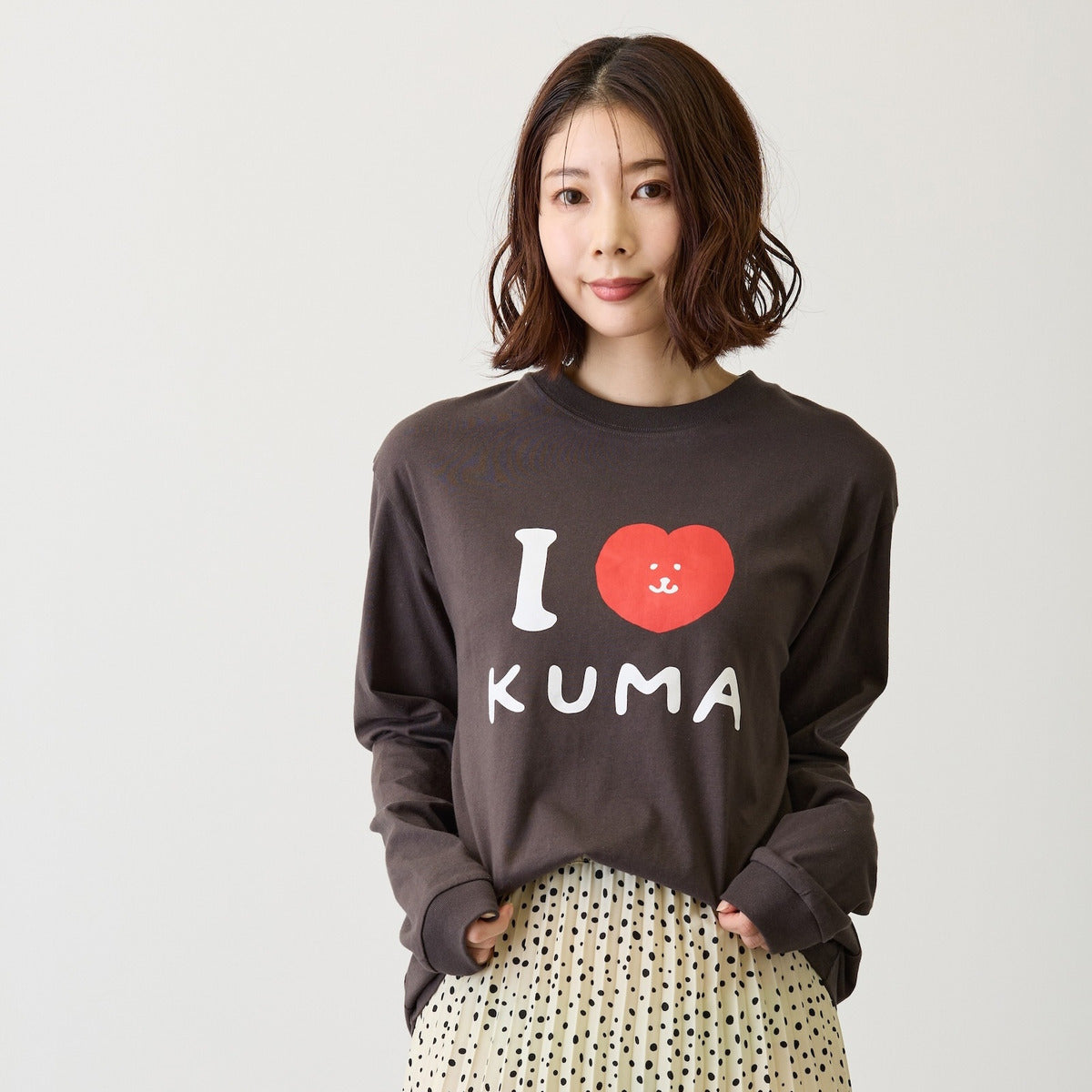 ナガノキャラクターズ 長袖Tシャツ I LOVE KUMA スミ | ナガノ