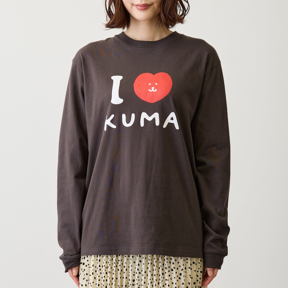 ナガノキャラクターズ 長袖Tシャツ I LOVE KUMA スミ | ナガノ