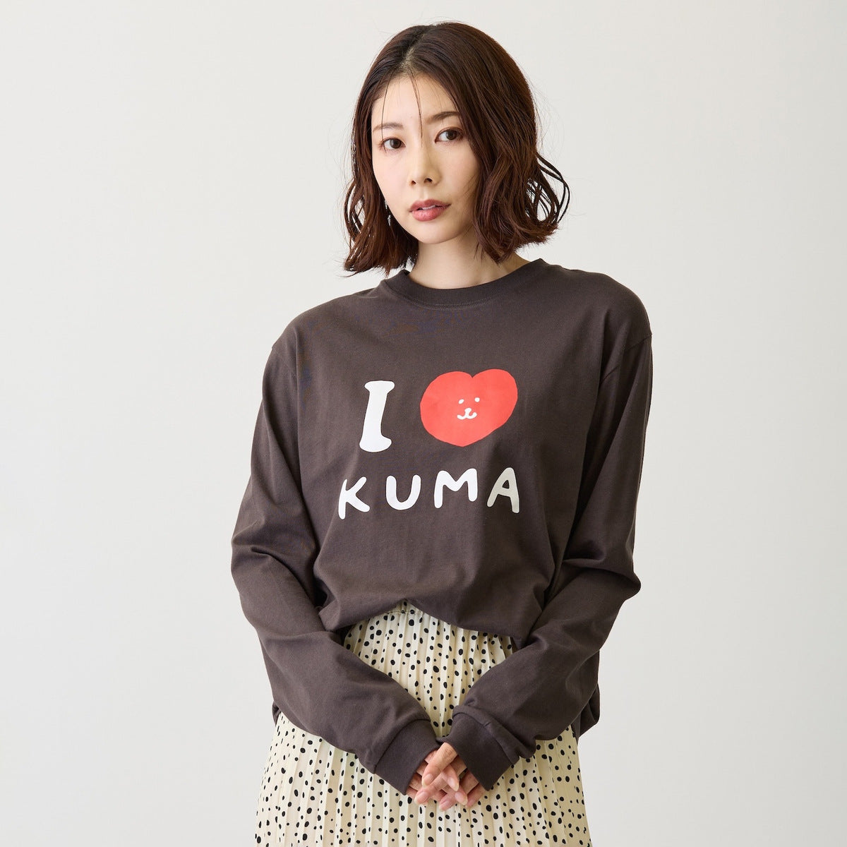 ナガノキャラクターズ 長袖Tシャツ I LOVE KUMA スミ | ナガノ