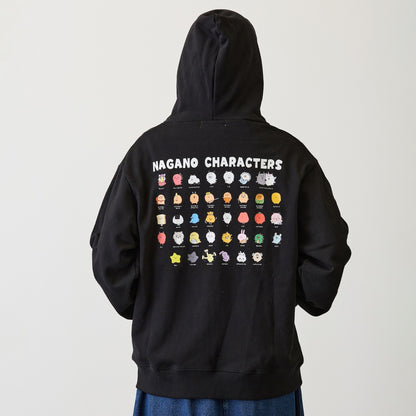 Nagano Characters 拉鍊連帽衫 大集合 黑色