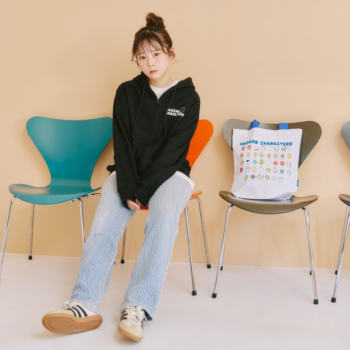Nagano Characters 拉鍊連帽衫 大集合 黑色