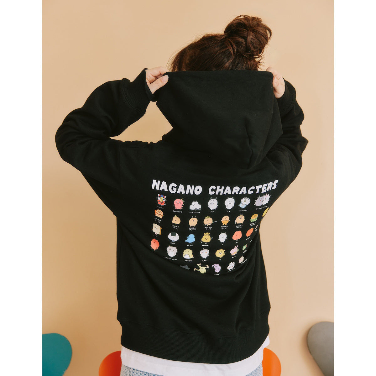 ナガノキャラクターズ ZIPパーカー 集合 ブラック | ナガノ