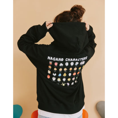 Nagano Characters 拉鍊連帽衫 大集合 黑色