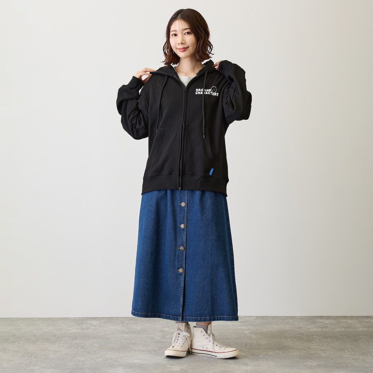 Nagano Characters 拉鍊連帽衫 大集合 黑色