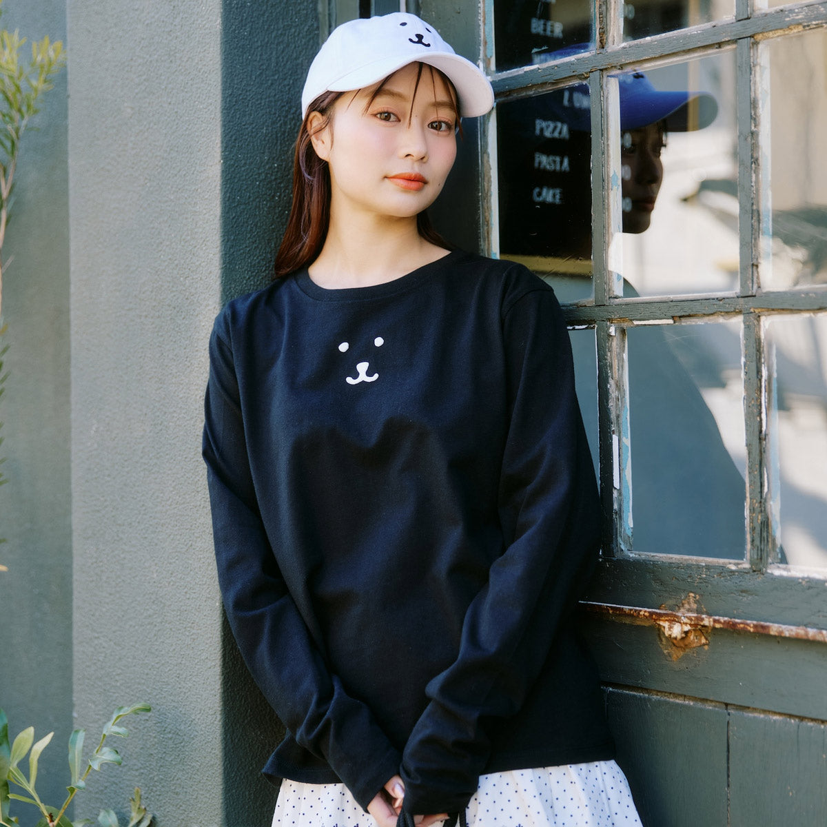 ナガノキャラクターズ 長袖Tシャツ モノクロなくま ブラック | ナガノ