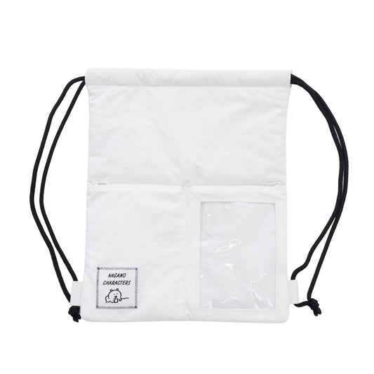 ナガノキャラクターズ ナップサック モノクロなくま ホワイト