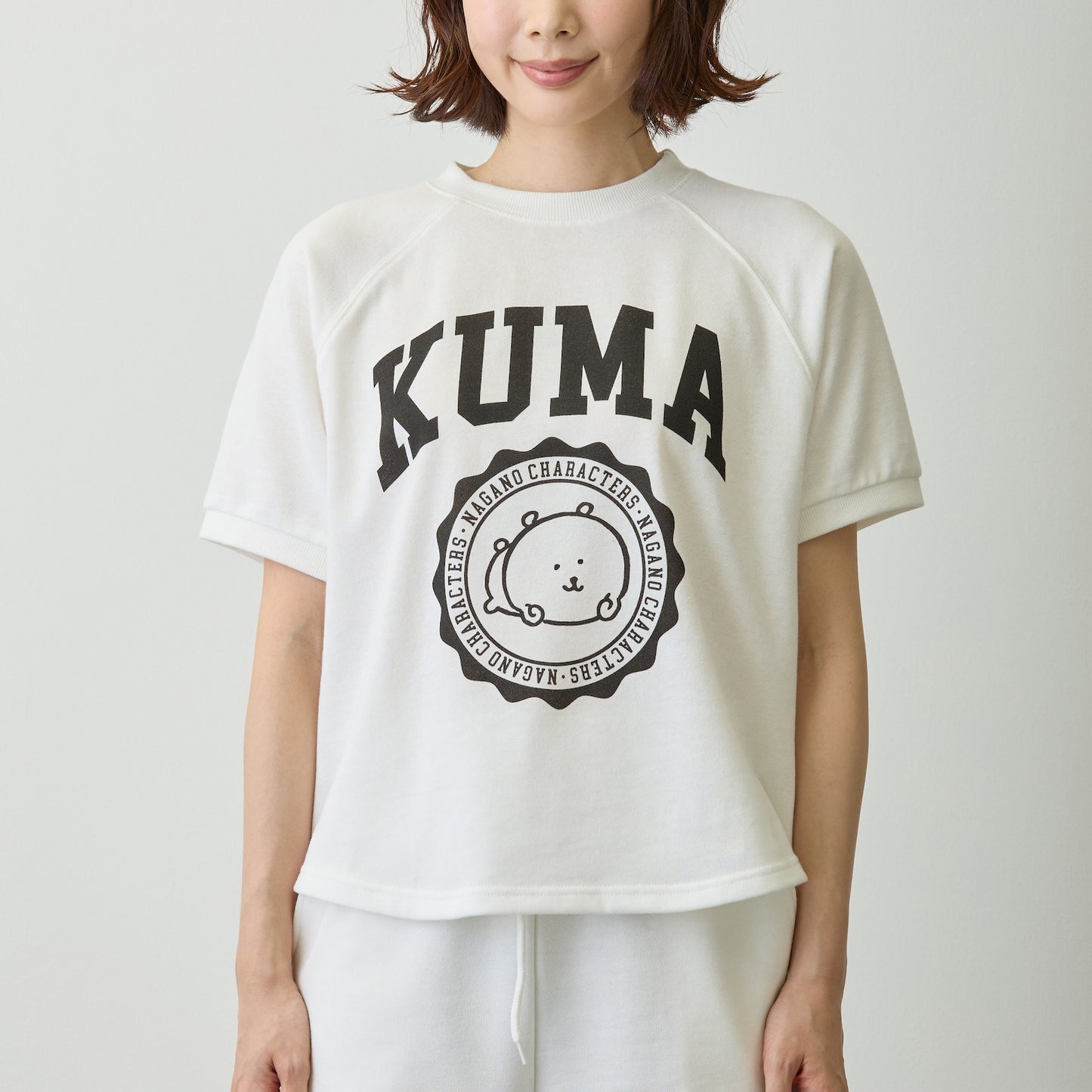 Nagano Characters 學院風T恤 (自嘲熊) 白色