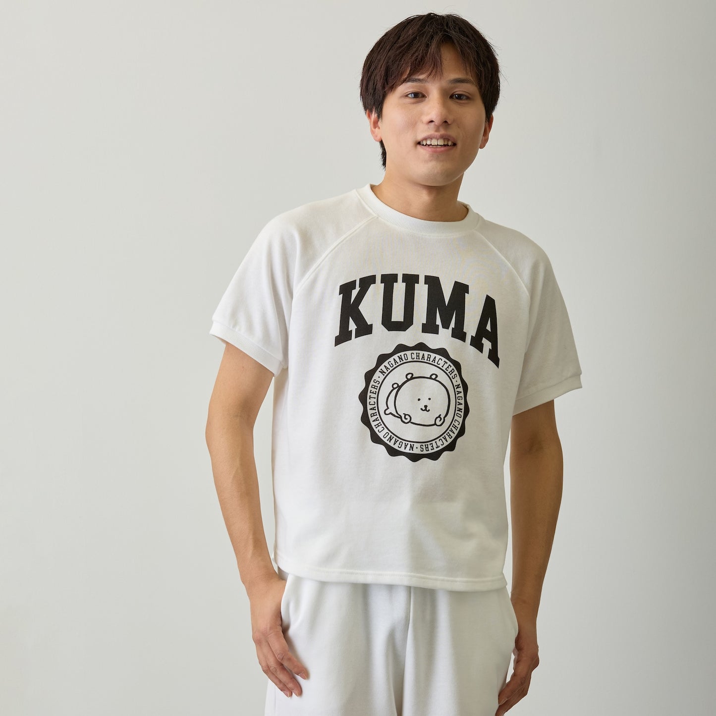 Nagano Characters 學院風T恤 (自嘲熊) 白色