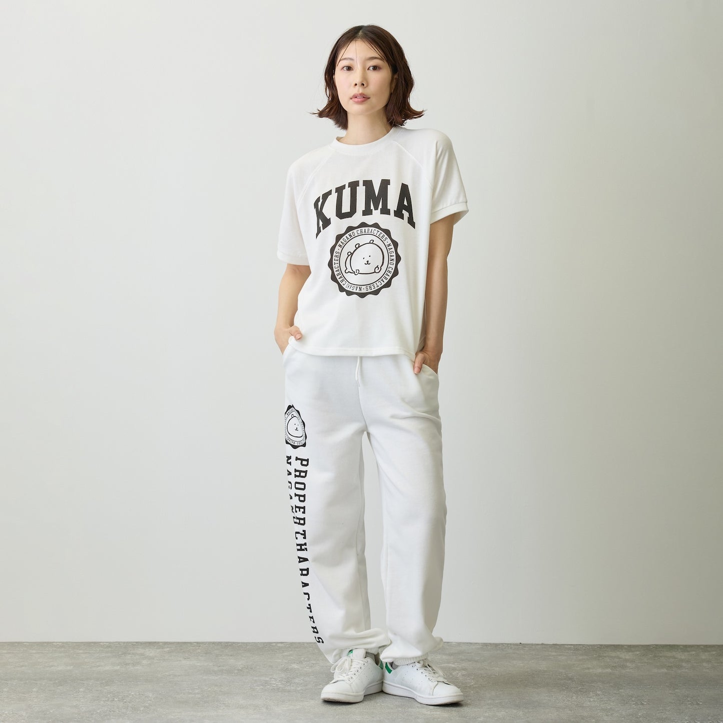 Nagano Characters 學院風T恤 (自嘲熊) 白色