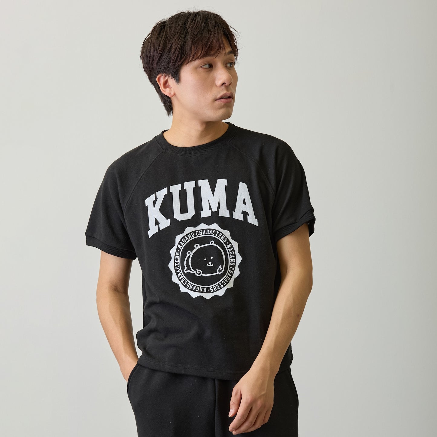 Nagano Characters 學院風T恤 (自嘲熊) 黑色