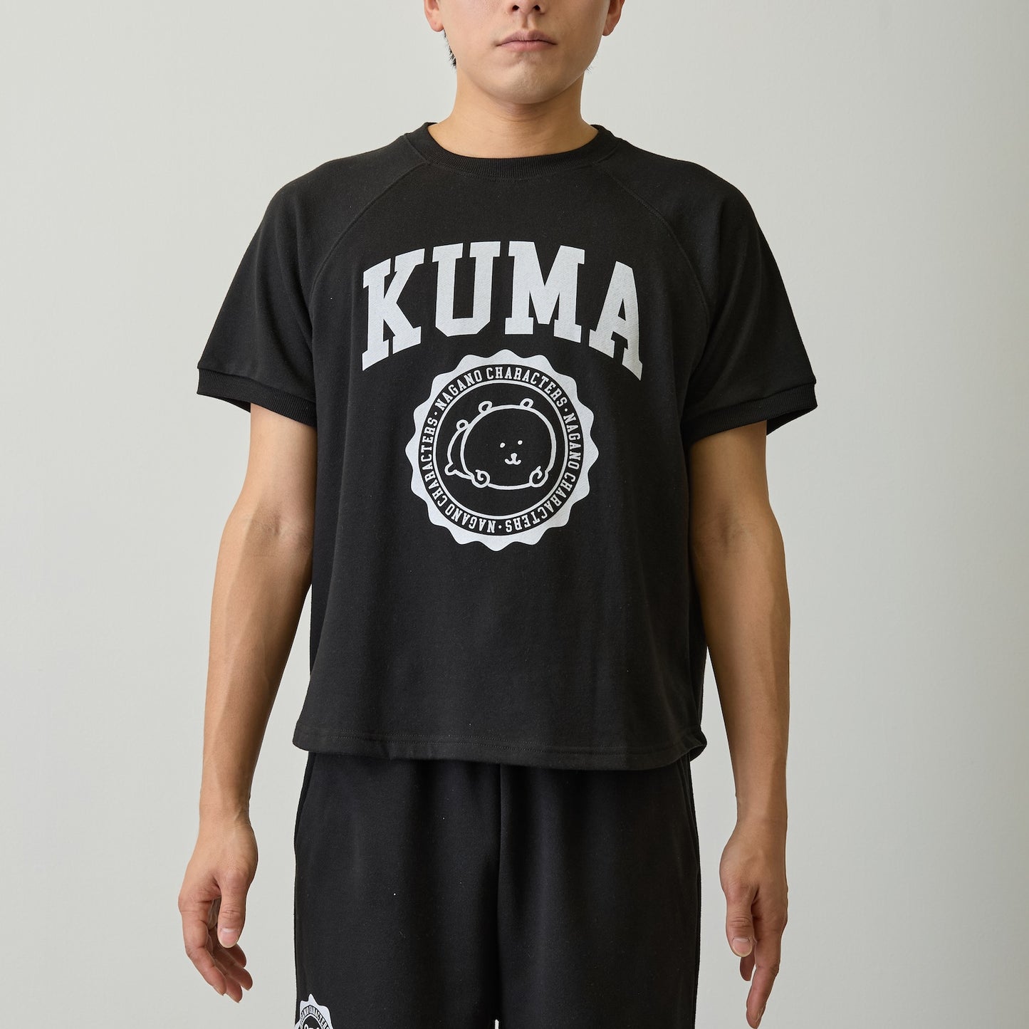 Nagano Characters 學院風T恤 (自嘲熊) 黑色