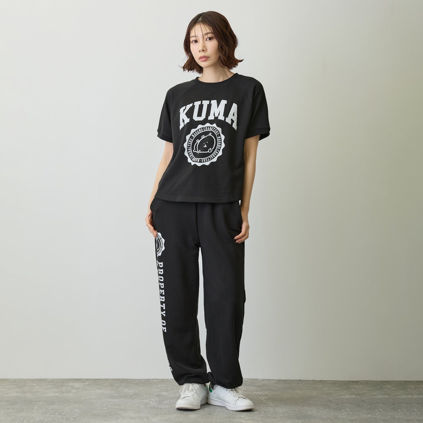 Nagano Characters 學院風T恤 (自嘲熊) 黑色