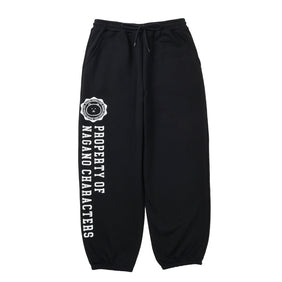 Nagano Characters College Style Sweatpants (Joke Bear) Black